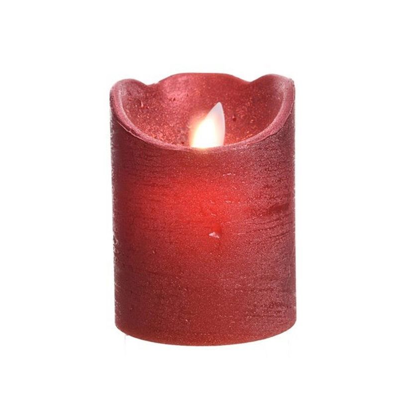 LED Wax Waving Candle Red 10cm