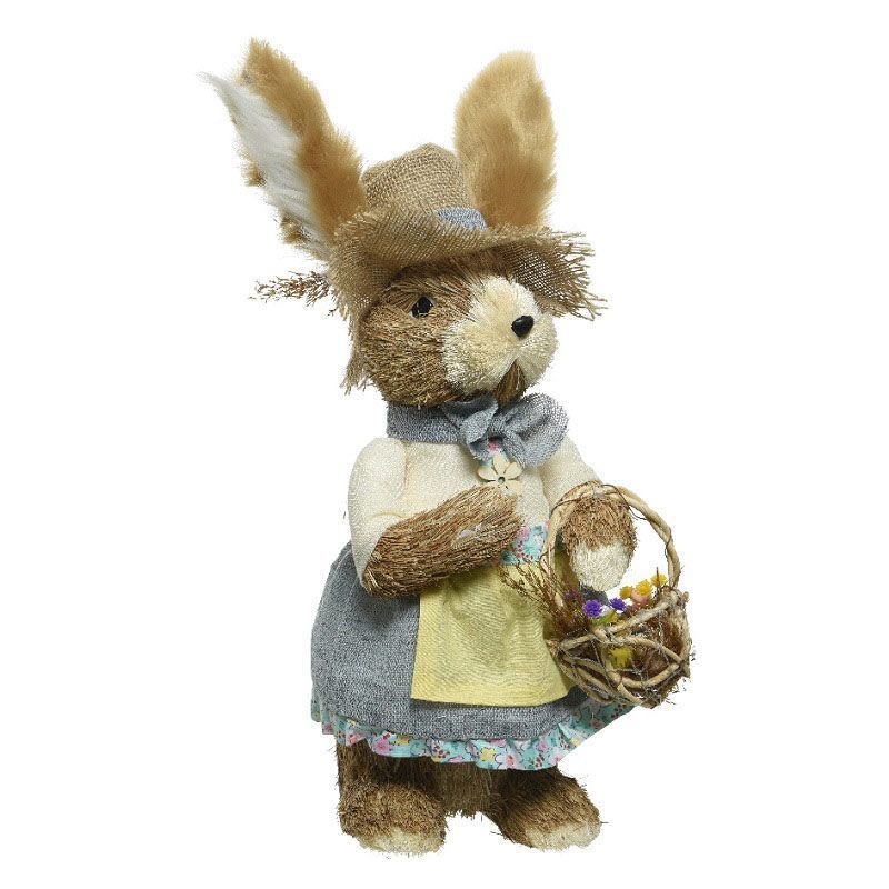 Grass Easter Bunny with Hat 37cm - Easter - Arboretum Garden Centre