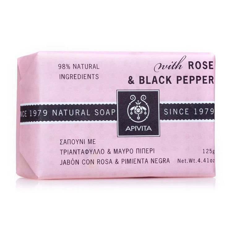 Apivita Rose & Black Pepper Natural Soap