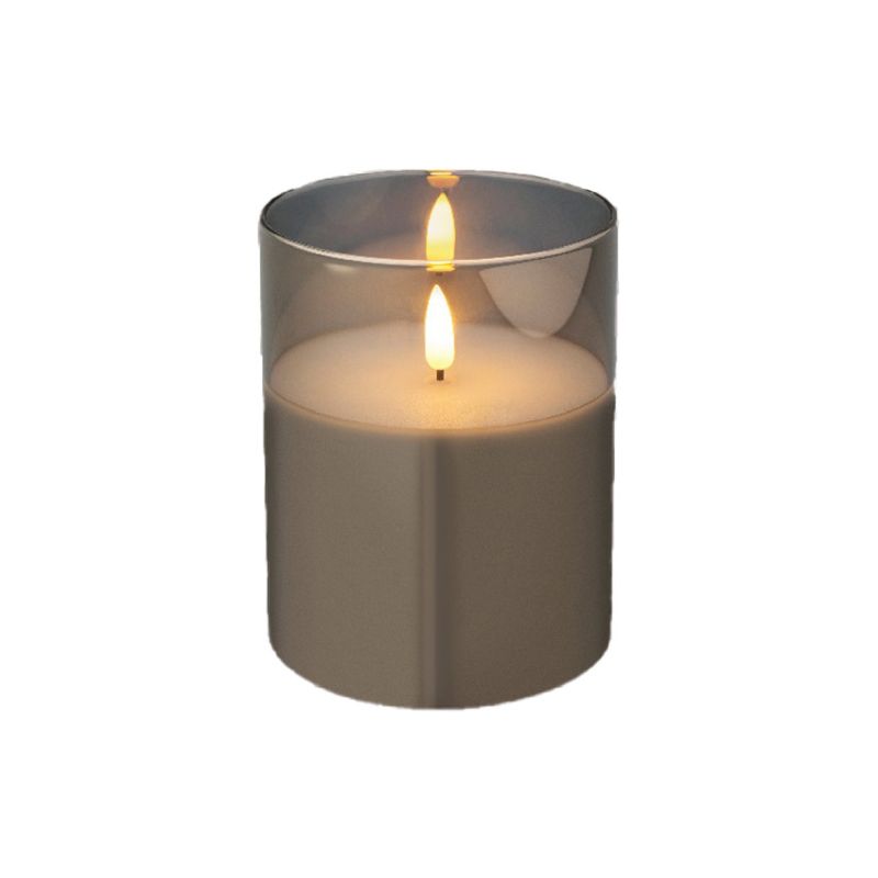 Battery Operated LED Glass Candle 12.5cm - Dark