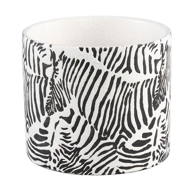 Zibra White Ceramic Pot (Medium)
