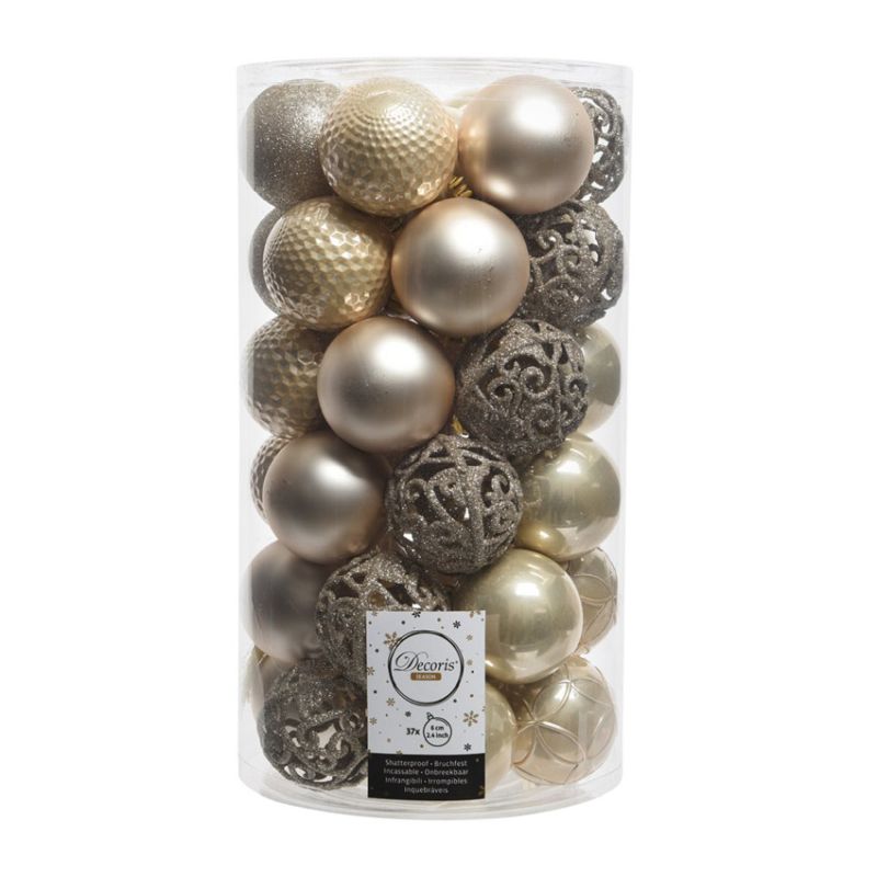 37 Shatterproof baubles 6cm - Pearl