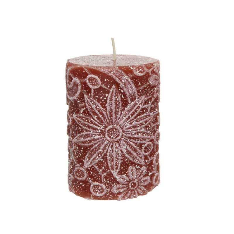 Embossed Wax Pillar Candle 10cm