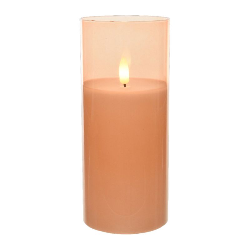 Battery Operated LED Glass Candle 17.5 x 7.5cm - Cream