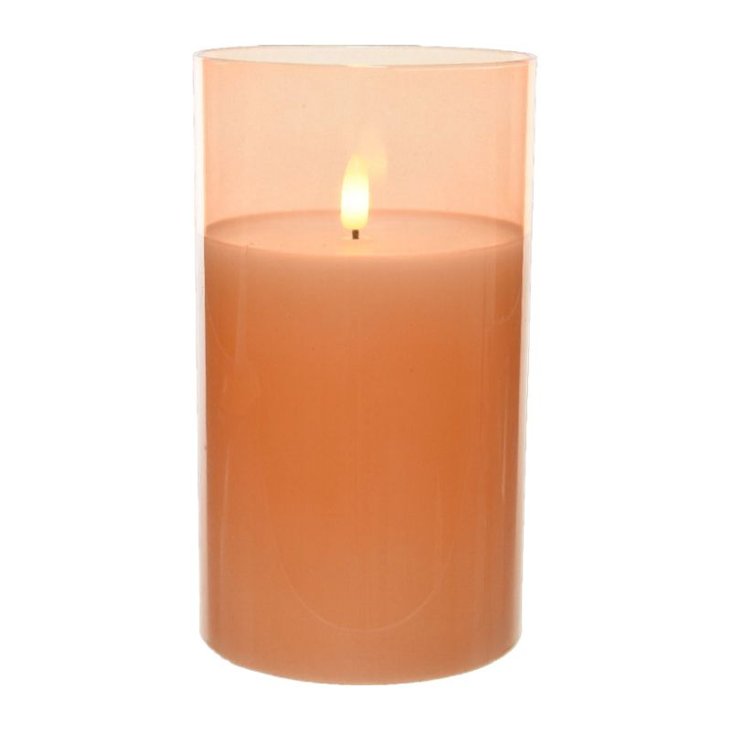 Battery Operated LED Glass Candle 17.5 x 10cm - Cream