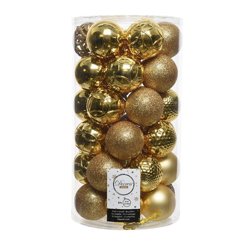 37 Shatterproof Baubles 6cm - Light Gold