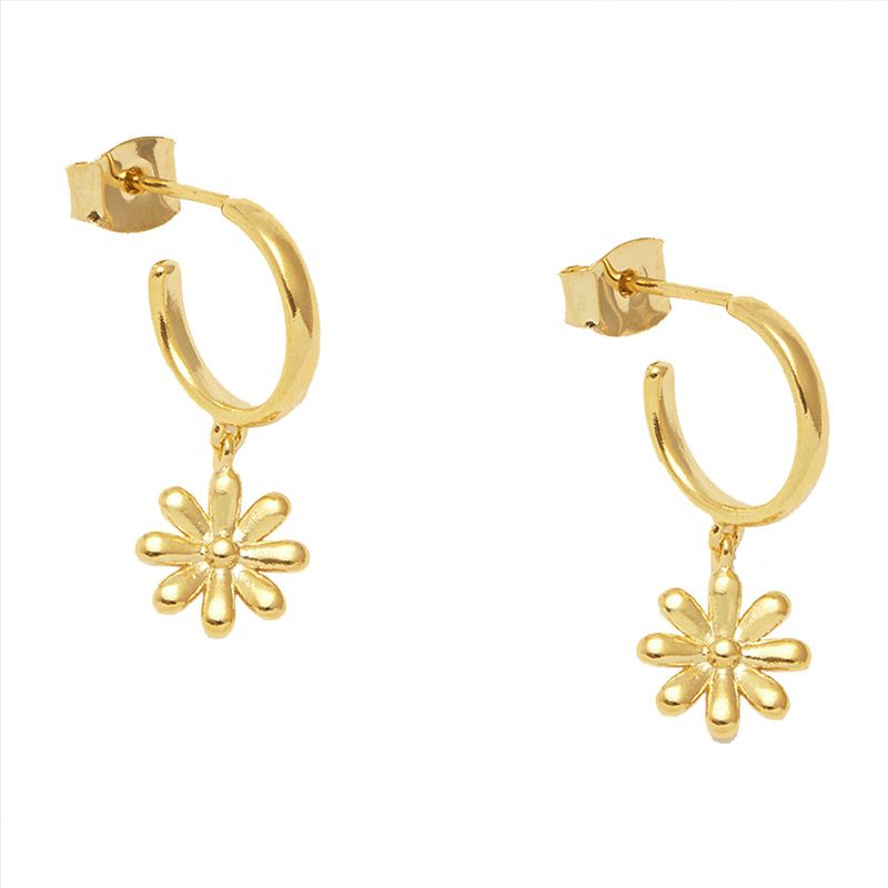 Estella Bartlett Doodle Flower Drop Charm Earrings - Gold