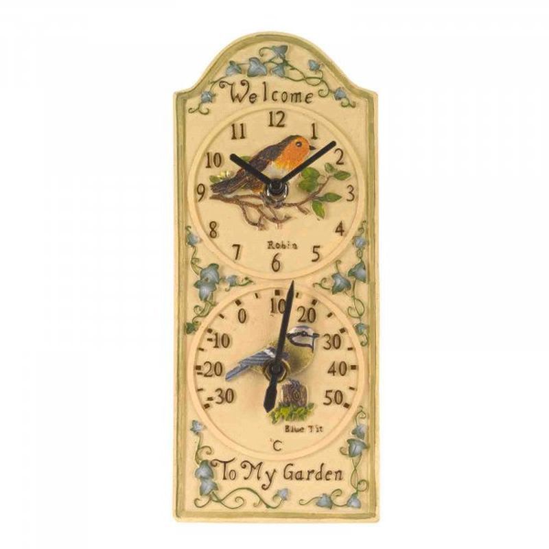 Birdberry Clock & Thermometer 12"