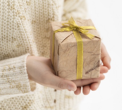 Woman holding gift