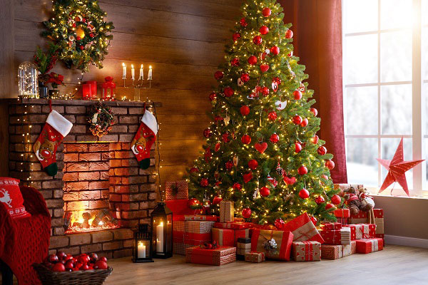 Christmas Tree at Fireplace